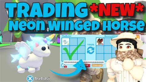 Trading New Neon Winged Horse In Adopt Me Roblox Youtube