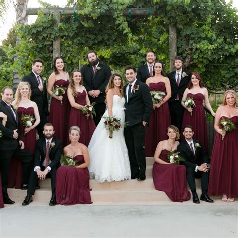 Burgundy And Black Wedding Party Style For This Autumn Winery Wedding