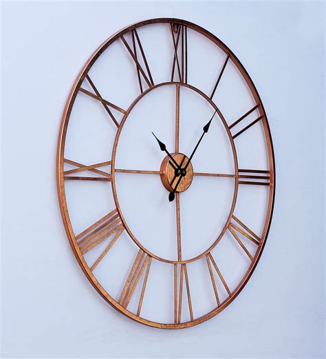 Buy Copper Finish Metal 30 Inch Wall Clock By Craftter Online Vintage