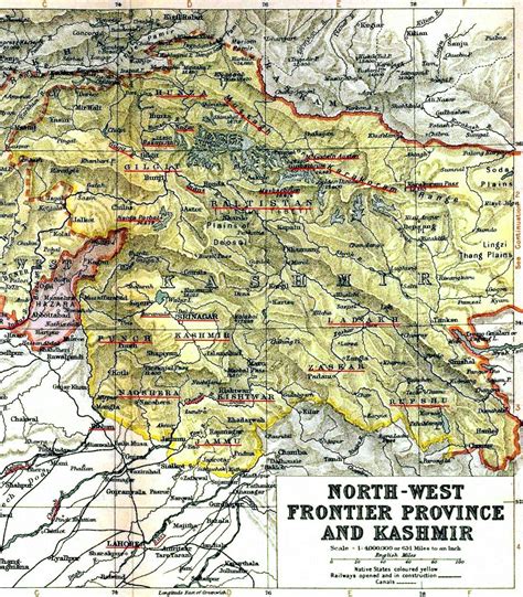1909 Map Of The Princely State Of Jammu And Kashmir Princely State