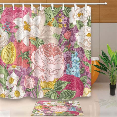 Shower Curtain With Flowers Vibrant Colors Beautiful