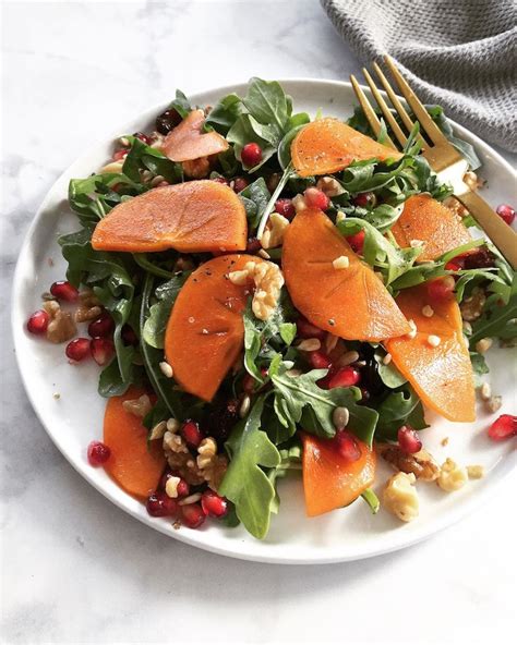 Arugula Persimmon Salad Recipe Delicious Salads Vegan Dinners