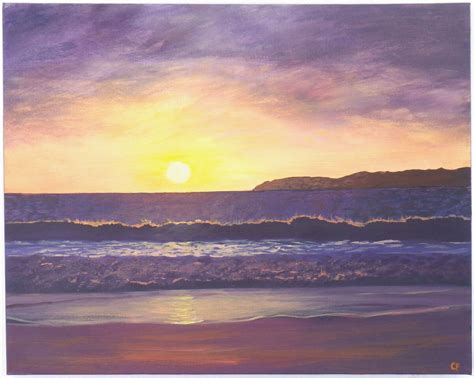 Original Art Beach Painting Realism Ocean Art Beach Sunset