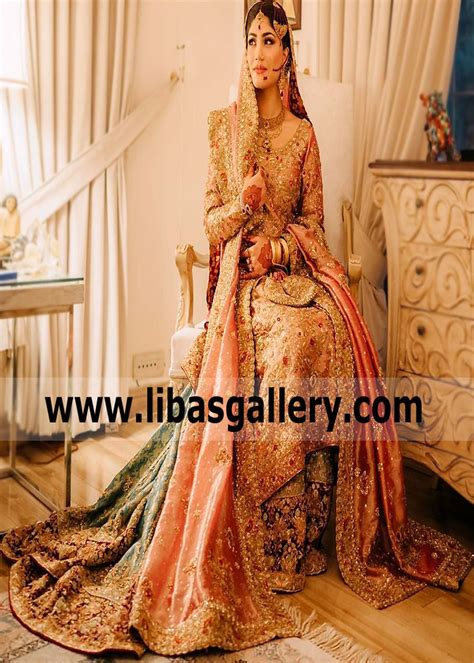 beautiful bridal mahndi lahnga in light mehndi color model w 1198 bridal dresses pakistani