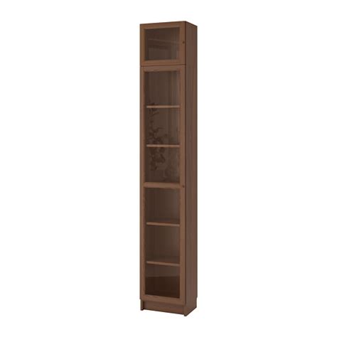 Billyoxberg Bookcase With Glass Door Brown Ash Veneerglass 40x30x237