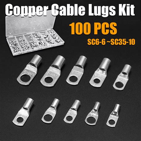 100pcs Copper Cable Lugs Kit Sc6 6 ~sc35 10 Electrical Terminal Block