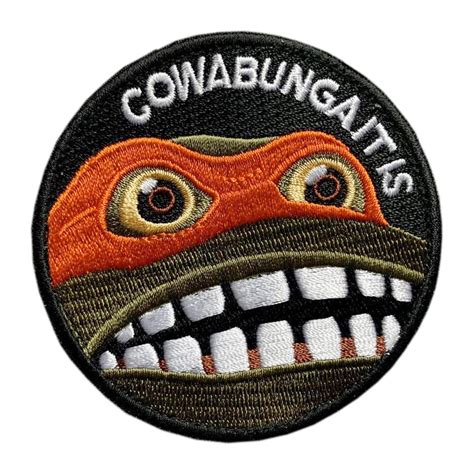 Cowabunga It Is Embroidered Hook Backed Morale Patch Embroidered Patc