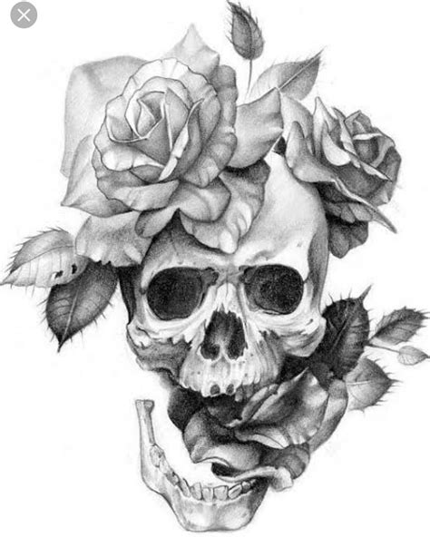 Tatuagem De Caveira Com Rosa E Flores 💀🥀 Tatuagem De Caveira Desenho