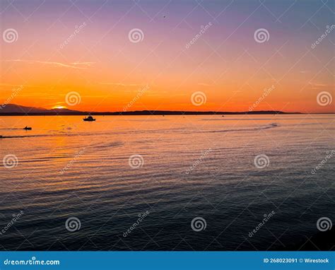 Golden Purple Sunset Over The Ocean Stock Image Image Of Ocean
