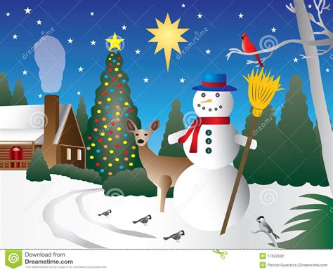 Snowman In Christmas Scene Stock Vector Illustration Of Smoke 17622592