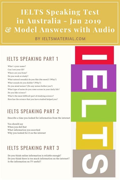 Read through as many speaking samples as you want to familiarise yourself with three different sections of the ielts speaking test, and learn how to answer these questions. IELTS Speaking Test in Jan 2019 & Band 9 Model Answers