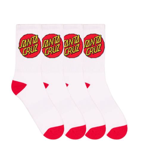 Santa Cruz Teens Classic Dot Socks Size 7 11 White Footwear Socks