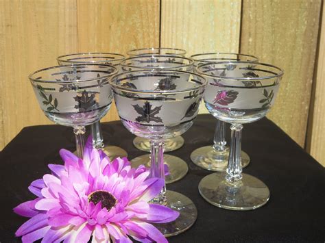 Silver Leaf Frosted Libbey Wine Glasses Etsy Tea Cups Vintage Wine Glasses Silver Leaf