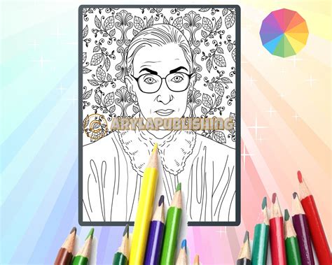 Ruth Bader Ginsburg RBG Coloring Page Printable Colouring Page - Etsy