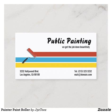 Painter Paint Roller Business Card Modern Business Cards Business Card