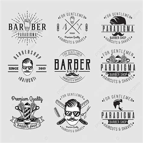 Vector Set Of Vintage Barber Shop Emblems Barber Shop Logo Templates