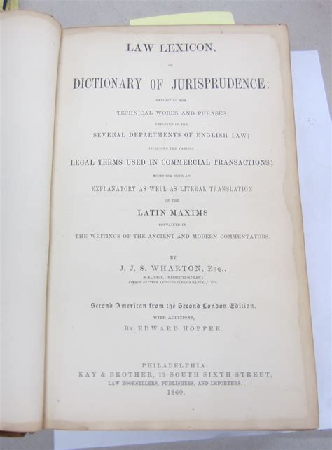 Law Lexicon Or Dictionary Of Jurisprudence Explaining The Technical