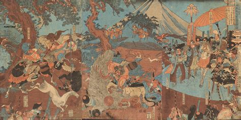 Utagawa Kuniyoshi: Doji Yoshiharu killing giant boar - Asian Collection ...