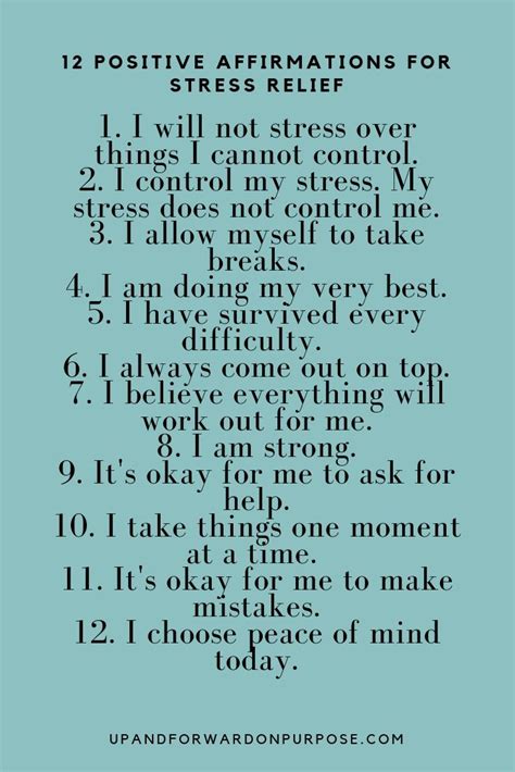Positive Affirmations For Stress Relief Affirmations Positive