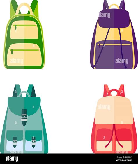Set Of Colorful Backpacks Vector Illustration Stock Vector Image And Art