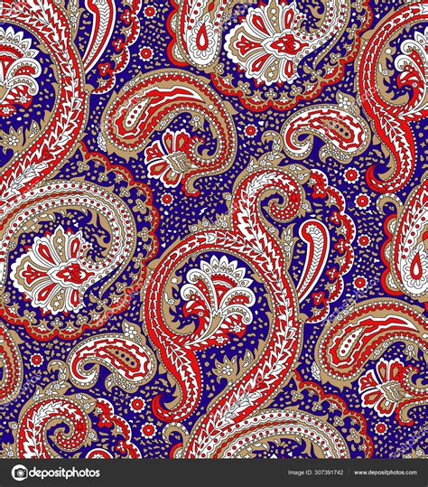 Seamless Traditional Indian Paisley Pattern Design Stock Photo By