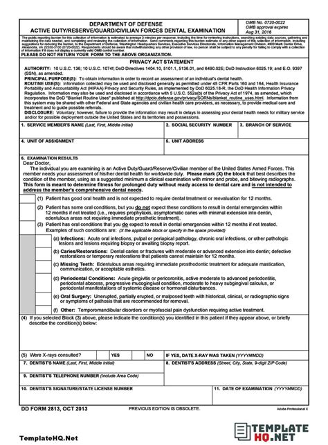 Best 3 Crucial Army Dental Form Template Hq