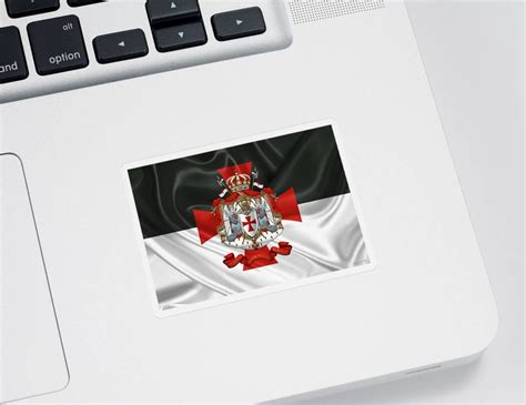 knights templar coat of arms over flag sticker by serge averbukh pixels