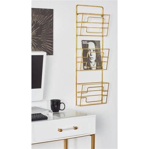25 results for wall mounted brochure display rack. LITTON LANE Gold 3-Tier Wall Mounted Magazine Rack-65697 ...