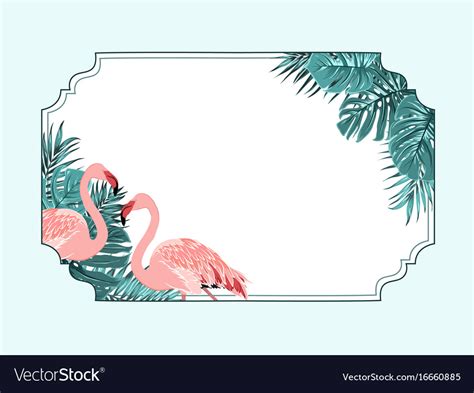 Exotic Flamingo Tropical Horizontal Border Frame Vector Image