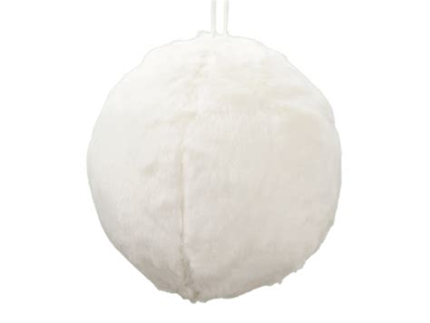 White Synthetic Fur Ball Hanging D20cm