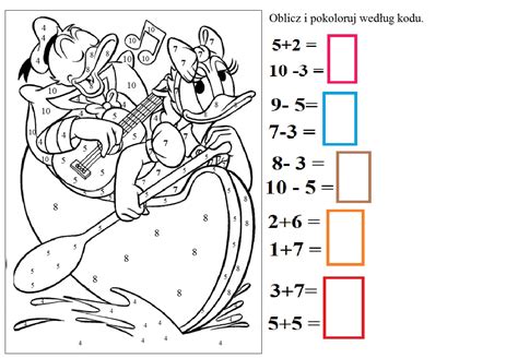 Karty Pracy Kolorowanki Matematyczne Do Do Druku Dodawanie I