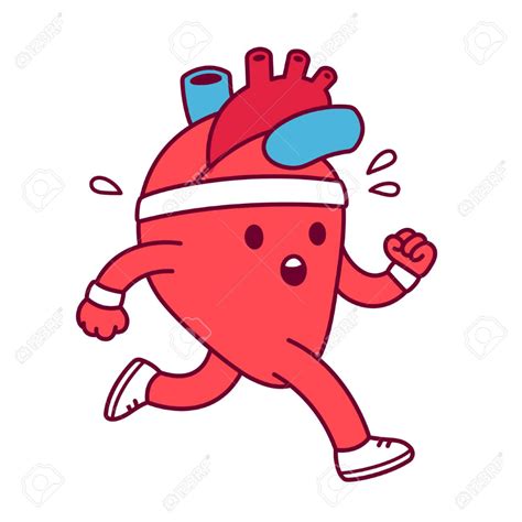 Cartoon Healthy Heart Exercising Vector Illustration Cute Heart