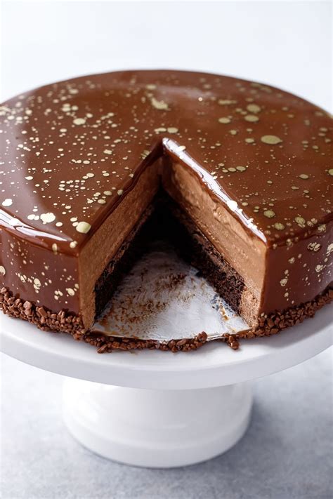 Nutella Brownie Mousse Cake With Milk Chocolate Mirror Glaze Love And