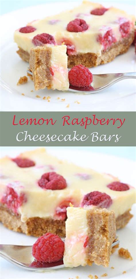 A sweet, creamy lemon cheesecake is topped with a tart raspberry jam for the perfect refreshing treat. Lemon Raspberry Cheesecake Bars | Raspberry cheesecake ...