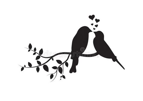 Birds On Branch Wall Decals Couple Of Birds In Love Birds Silhouette