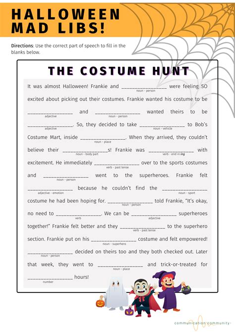 Printable Mad Libs Halloween Story For Kids Tweens Te