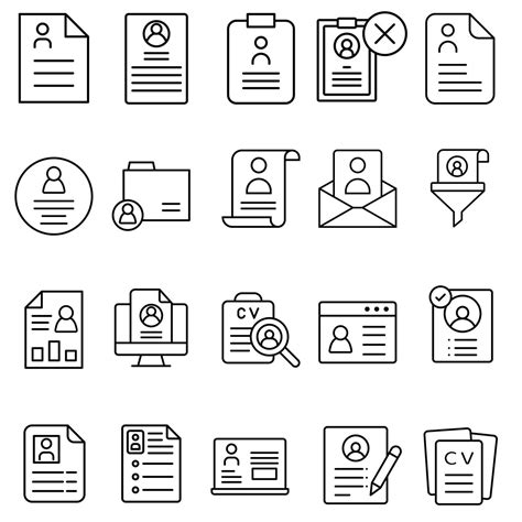 Cv Icon Vector Set Resume Illustration Sign Collection User Data