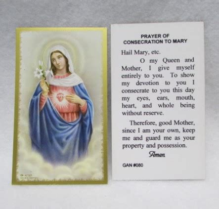 Prayer Of Consecration To Mary Paper Shrine Of The Infant Jesus
