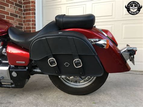 Honda 750 Shadow Aero Charger Medium Slanted Leather Saddlebags