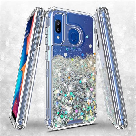 Samsung Galaxy A20 A30 A50 Case Clear Glitter Bling Liquid Heavy