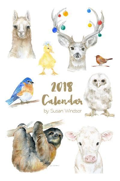 2018 Animals Watercolor Calendar in 4" x 6". An original watercolor