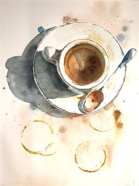 Watercolor Coffee Painting Final Coffee Art Drawing Coffee Art
