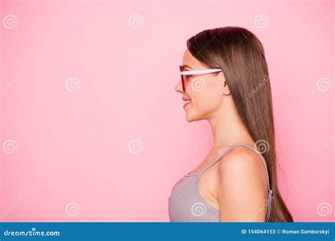 Profile Side Photo Of Attractive Lady Looking Wearing Eyeglasses