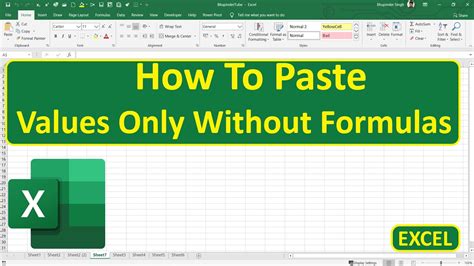 How To Paste Values Only Without Formulas In Excel Youtube