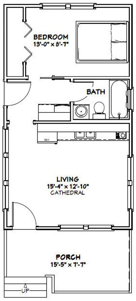 16x28 House 1 Bedroom 1 Bath 447 Sq Ft Pdf Floor Plan Etsy In 2021