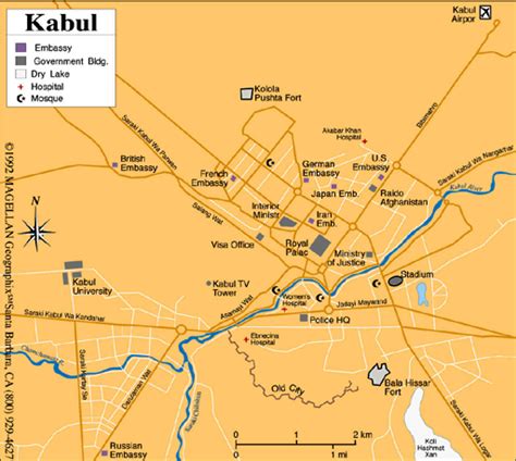 Kbl) situated in a distance of 16 km (9 miles) north of the city center. Tourist map Kabul | City Maps