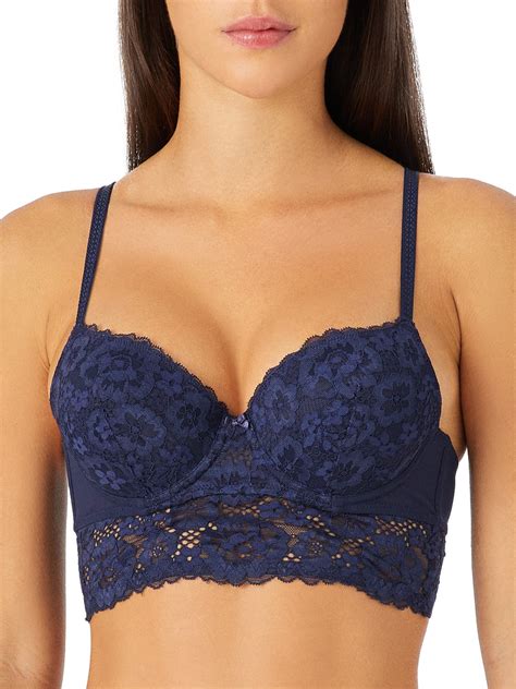 Adored By Adore Me Womens Payal Longline Underwire Floral Lace Demi Cup Bra