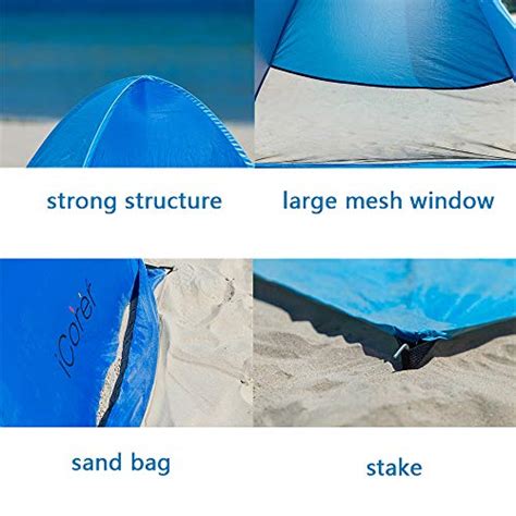 Icorer Automatic Pop Up Instant Portable Outdoors Quick Cabana Beach Tent Sun Shelter Blue