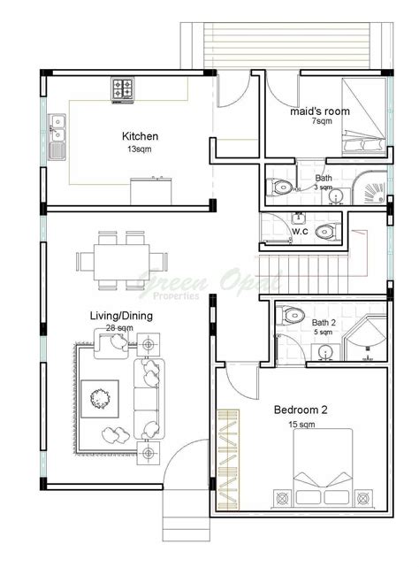 3 Bedroom House in Ghana Modern Townhouse, Duplex, Home Design Plans