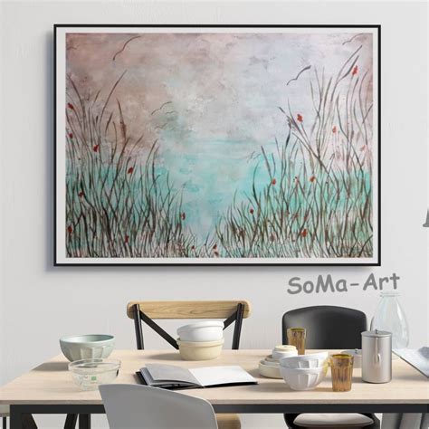 Original Acrylbild mit einer Landschaft an See, Bei printplanet können sie wandbilder.
